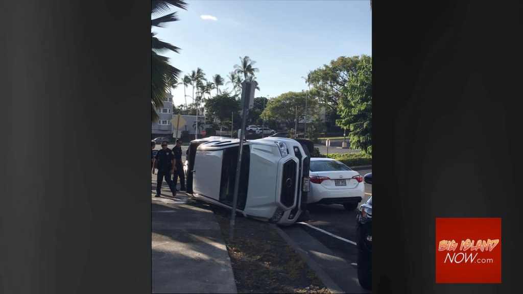 Car Flipped on Side by Kona Burger King Following 2Car Crash Big
