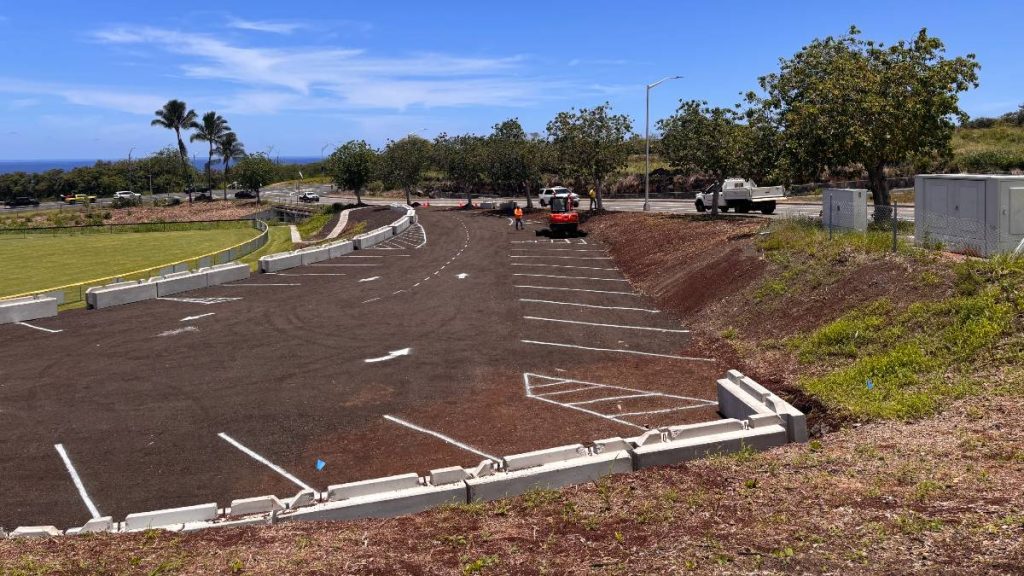 The 22 new parking spaces at Blue Park in Kona are above the park’s baseball field in an area that was previously covered in naupaka bushes and unusable for any recreational purposes. (Photo courtesy: County of Hawaiʻi).