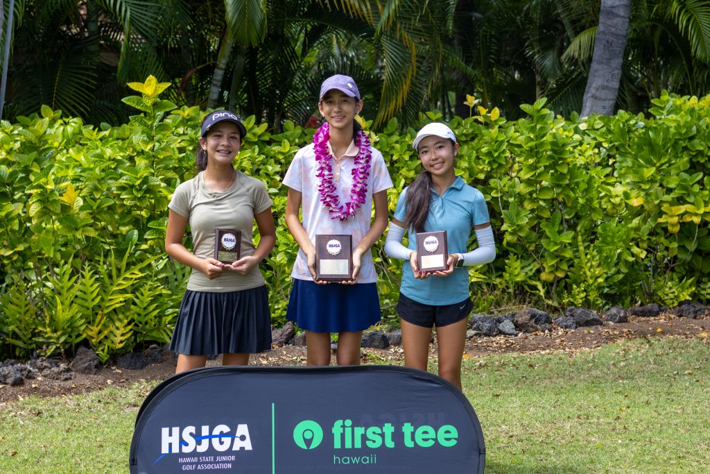 Girls 11-12 top finishers in Big Island Junior Championship held Sept. 27 and 28, 2025 at Hualālai Golf Course. (Photo Courtesy: Hawaiʻi State Junior Golf Association)