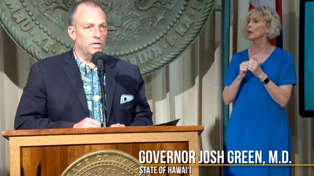 Hawaiʻi Gov. Josh Green announced new programs with state funding to help residents affected by the federal goverment shutdown. (Screenshot)