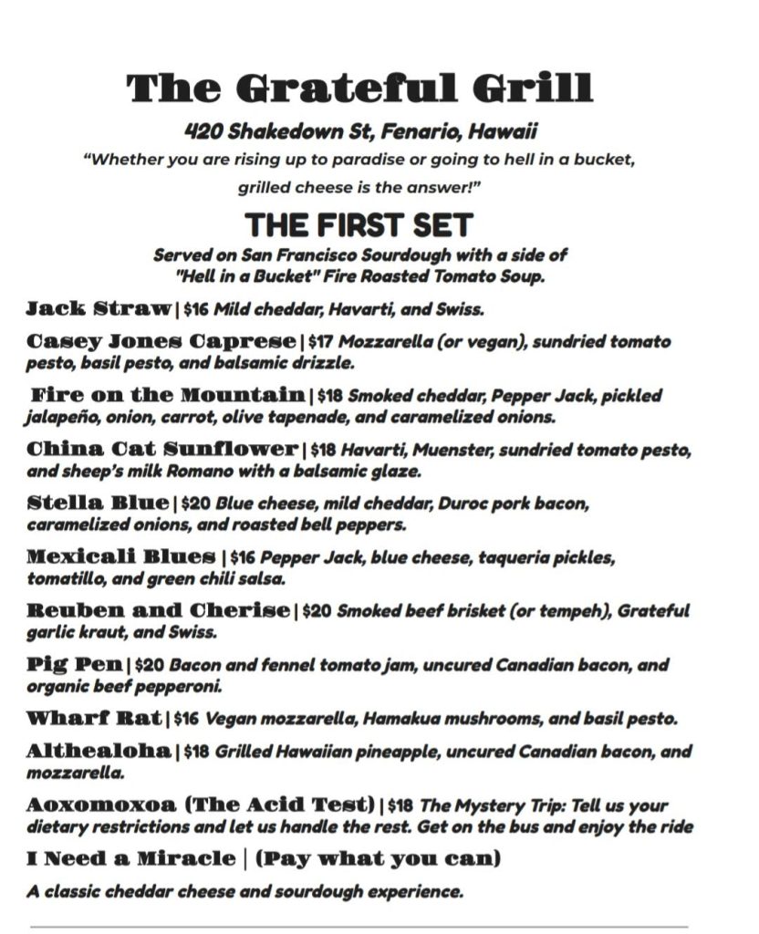 The Hooch Bar has put together a special menu for the Bob Weir tribute concert on Jan. 18, 2026.