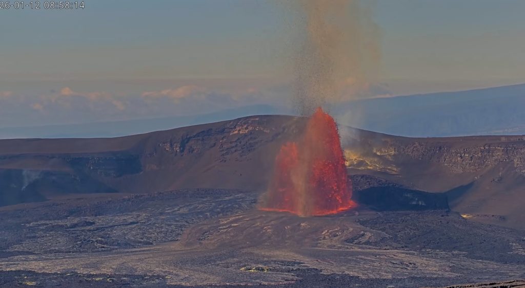 The 40th episode of the ongoing Kīlauea eruption began at 8:22 a.m. on Jan. 12, 2026. (Screenshot from USGS livecam)