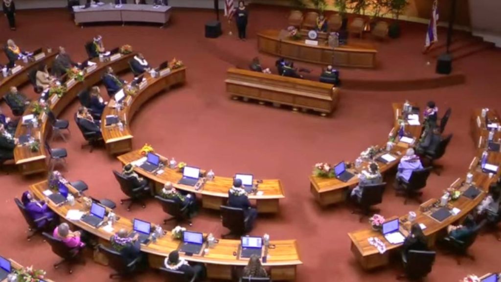 The 33rd Hawaiʻi State Legislature opened on Jan. 21, 2026, with the House of Representatives convening in its chambers. (Screenshot)