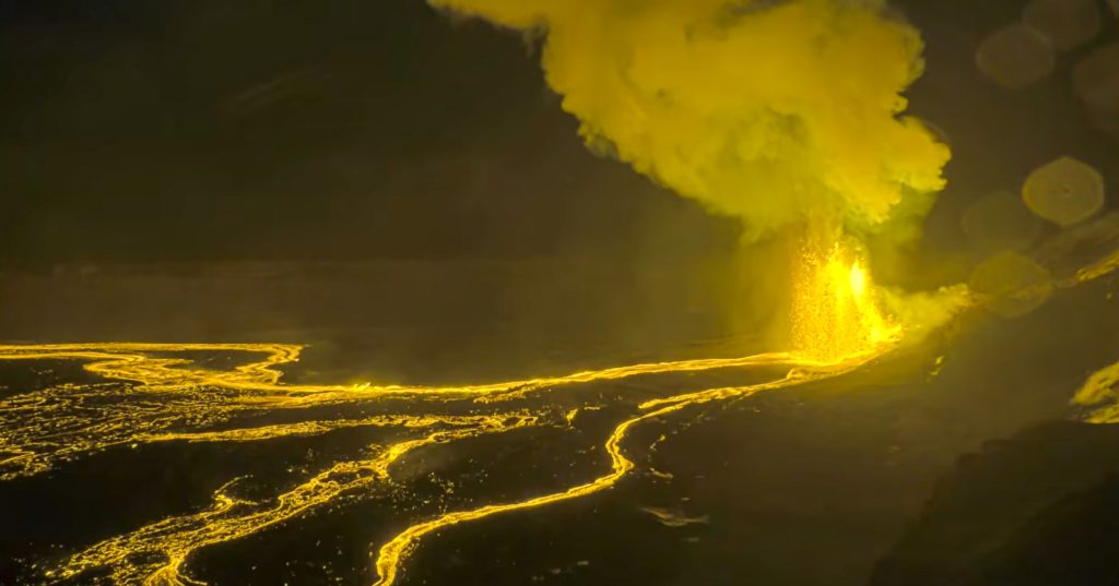 Kīlauea continued to spew lava into the air on the evening of April 9, 2026, during its 44th episode of its current ongoing eruption that began in December 2024. (Screenshot: U.S. Geological Survey video)