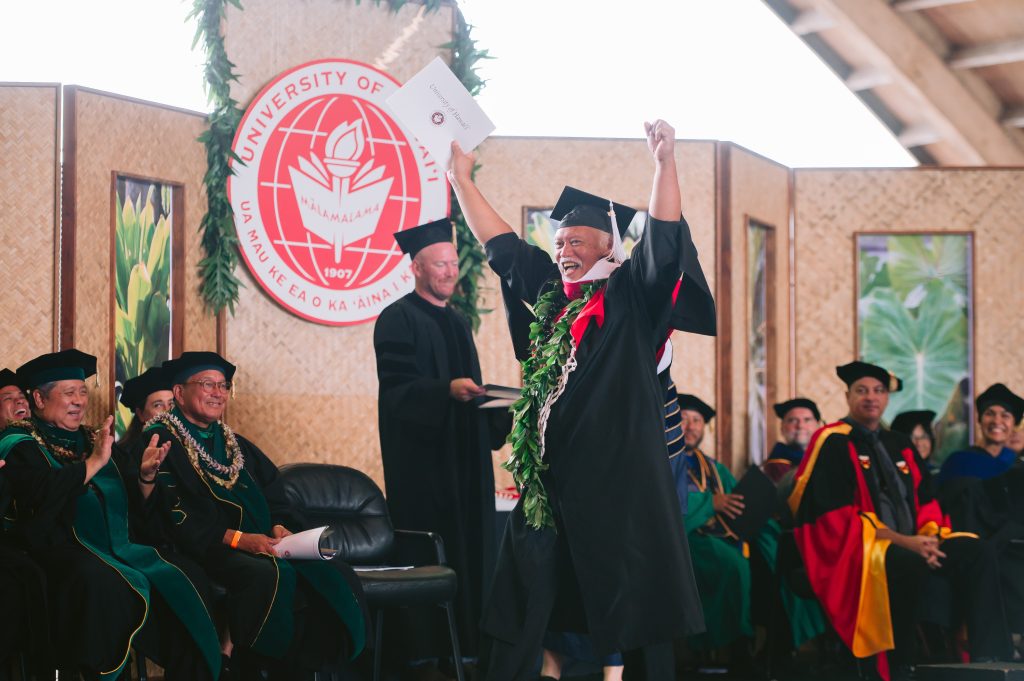 In 2026, nearly 200 graduates were first-generation college students, and the graduating class ranged in age from 19 to 79. (Photo Credit: UH Hilo)