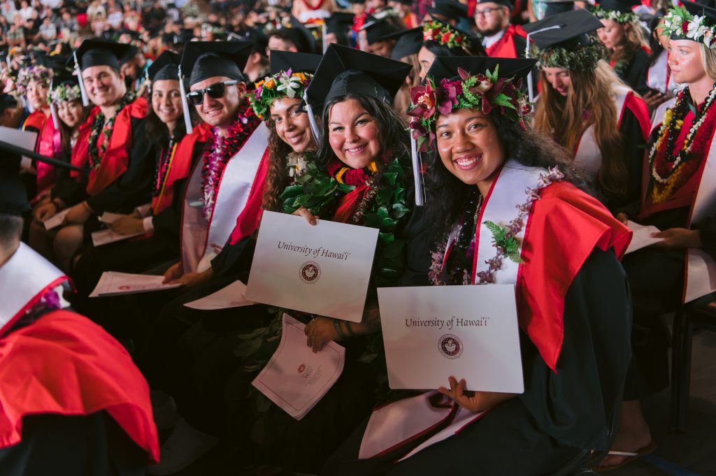 UH Hilo graduates at the 2026 spring commencement. (Photo Credit: UH Hilo)