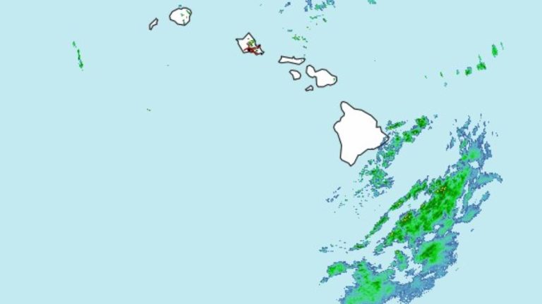 Some instability lingers from passing storm, but only few heavy showers flared up so far on Big Island