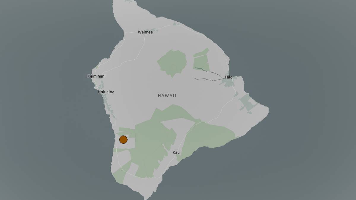 Magnitude 4.1 earthquake shakes Big island near Hōnaunau-Nāpōʻopoʻo