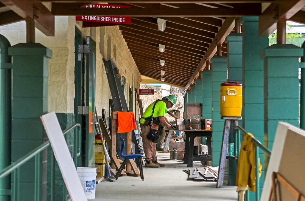 Construction continues on two new buildings at Haʻaheo Elementary School on July 30, 2026.  (Kelsey Walling/Big Island Now)