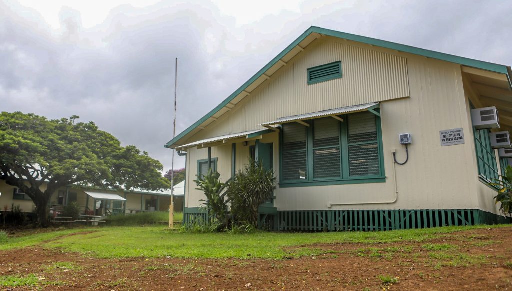 Teachers began moving into classrooms in the original Haʻaheo Elementary School building, which was renovated as part of the construction project, on July 30, 2026. (Kelsey Walling/Big Island Now)