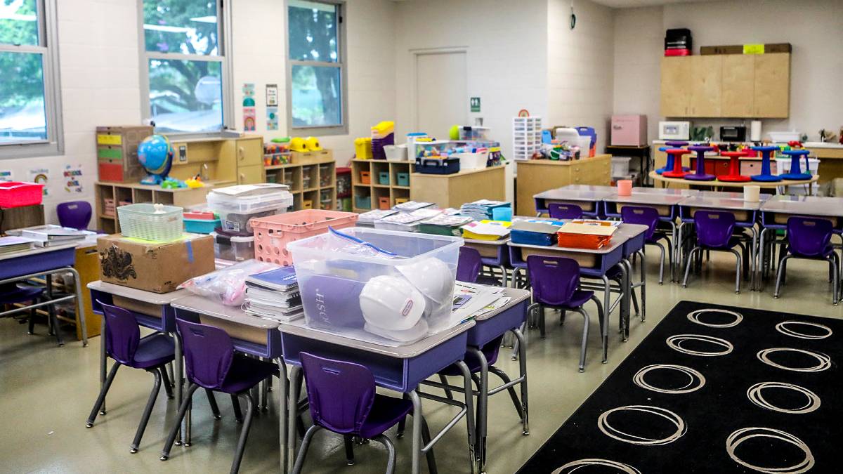 The new kindergarten classroom is located in the new classroom building at Haʻaheo Elementary School. July 30, 2026. (Kelsey Walling/Big Island Now)