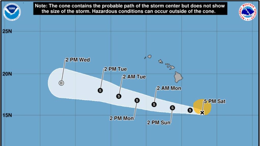 Tropical Storm Moke weakens slightly Saturday afternoon; however, little change in strength, forecast expected tonight | Big Island Now