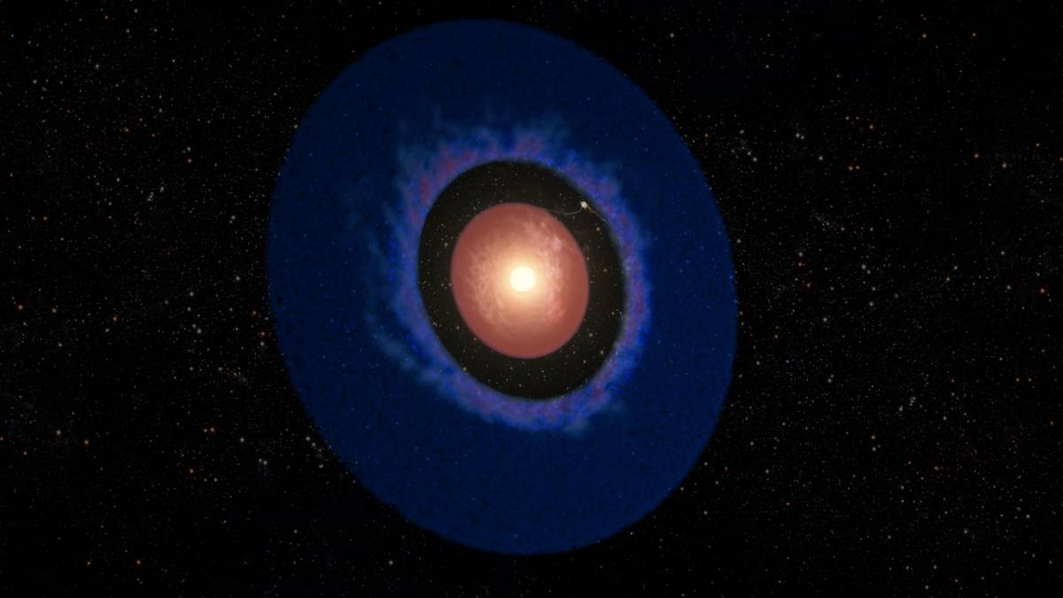 Artist rendering of The planet, known as Elias 2-24 b, is still actively gathering material from the disk of gas and dust surrounding its young host star. (Credit: W.M. Keck Observatory)