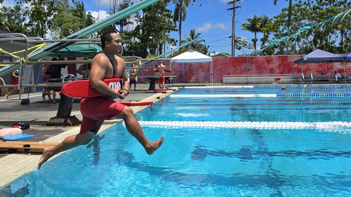 A lifeguard at Pāhoa Community Aquatic Center (Photo Courtesy: County of Hawai‘i Department of Parks and Recreation)