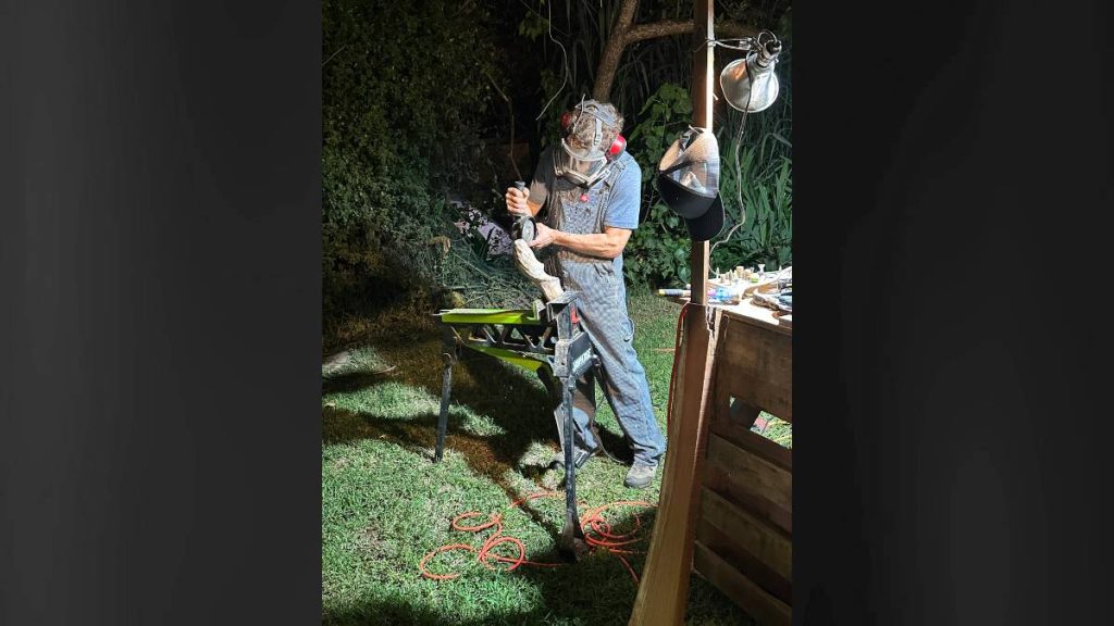 Artist John Strohbehn working during the 2025 Hawai‘i Artist Collaboration (Photo courtesy: Hawai‘i Artist Collaboration)
