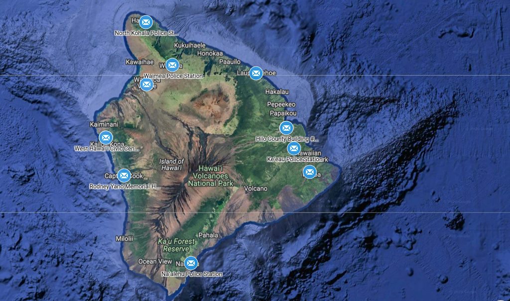 Official ballot box locations around the Big Island.