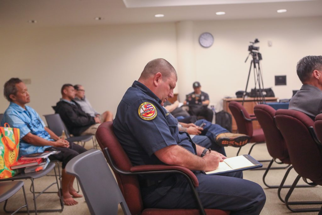 Daniel Volpe, who has been serving as acting chief and deputy chief of the Hawai'i Fire Department for the past 10 months, awaits the decision of the Fire Commission to select the new chief on Oct. 22, 2026. (Kelsey Walling/Big Island Now)