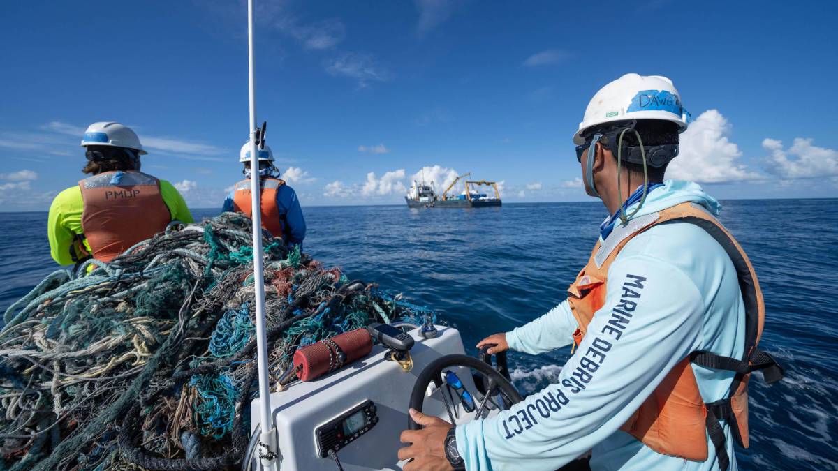 The Papahānaumokuākea Marine Debris Project removed plastic from its waters and land. Photo Credit: Andrew Sullivan-Haskins/Papahānaumokuākea Marine Debris Project)