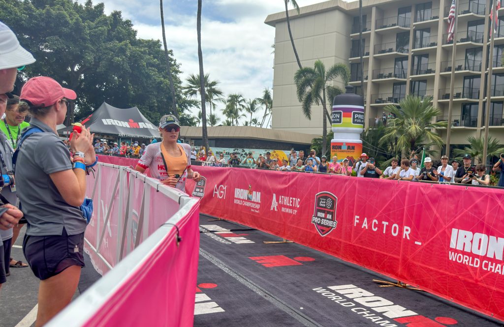 American Taylor Knibb started the run of the Ironman World Championship in Kona in first place on Oct. 10, 2026. (Tiffany DeMasters/Big Island Now)