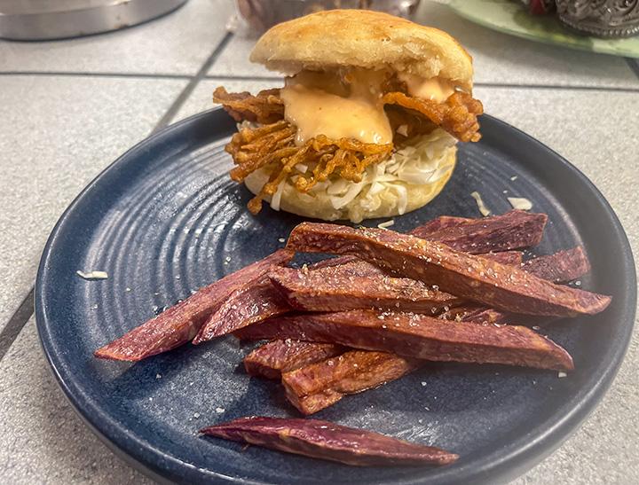 Two University of Hawaiʻi at Hilo students created a two-week menu for a Mars astronaut crew that included a mushroom burger. (Photo Courtesy: UH Hilo)